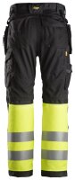 6233 Pantaloni Snickers AllroundWork HV + HP CL1 - 0466 nero-giallo - 096 (taglia corta: lunghezza gamba -6 cm)