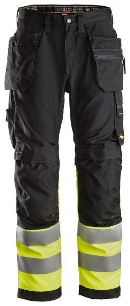 6233 Snickers AllroundWork HV Hose+ HP CL1 - 0466 schwarz-gelb - 104 (Kurzgrösse: -6cm Beinlänge)