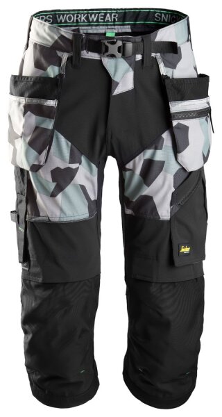 6905 Snickers FlexiWork Piratenhose, mit Holstertaschen - 8704 camuflagegrau-schwarz - 104 (Kurzgrösse: -6cm Beinlänge)