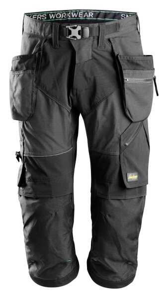 6905 Pantalon pirate Snickers FlexiWork, avec poches holster - 5804 gris acier-noir - 064 (taille standard)