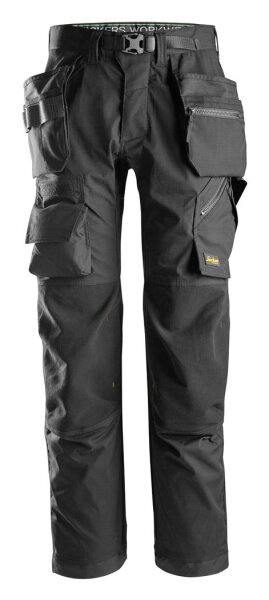 6923 Snickers FlexiWork, pantalon de travail pour poseurs de sol + poches holster - 0404 noir - 048 (taille standard)