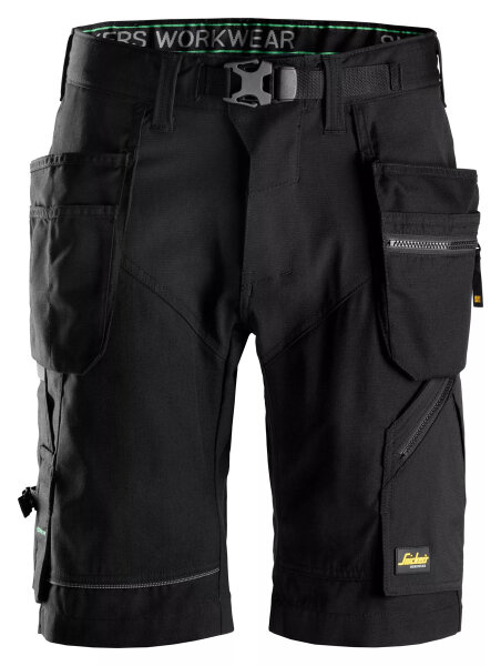 6904 Snickers FlexiWork ArbeitsShorts, mit Holstertaschen - 0404 schwarz - 056 (Standardgrösse)