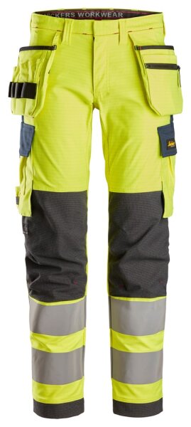 6268 Snickers ProtecWork Stretch Hose mit Holstertaschen High-Vis Klasse 2, Loose Fit