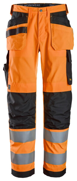 6238 Snickers High-Vis-Arbeitshose mit Holstertaschen Warnschutzklasse 2
