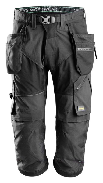 6905 Snickers FlexiWork Piratenhose, mit Holstertaschen - 0404 schwarz - 100 (Kurzgrösse: -6cm Beinlänge)